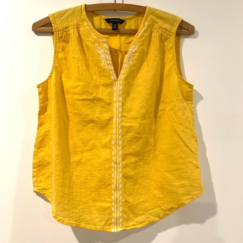 Embroidered Yellow Tank Top